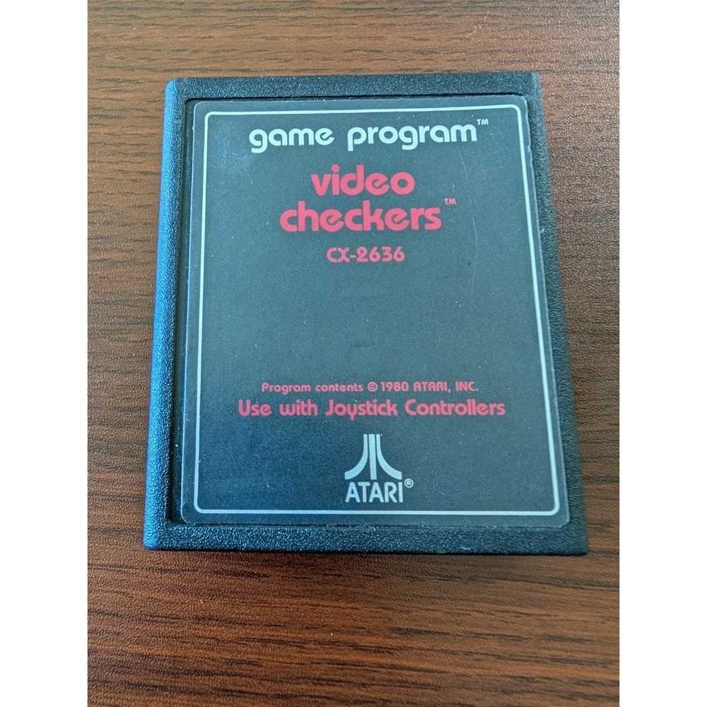 Video Checkers CX-2636 Red Text ATARI 2600  game cartridge